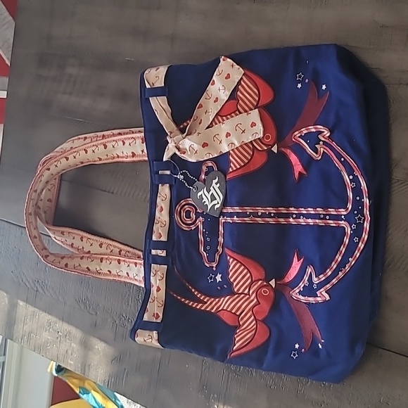 Loungefly Handbags - New Loungefly Sparrow Anchor Rockabilly Canvas Tote Bag Purse Y2K